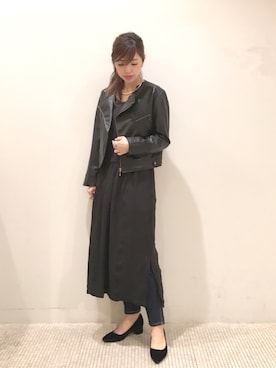 「Wrangler」｜「アイテム（ライダースジャケット）」を使った、TOMA22さん（レディース・164cm）の夏コーディネート