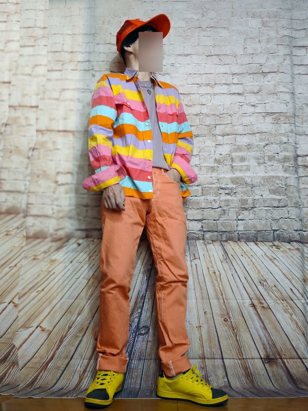 「ボーダー、カラフル、Billionaire Boys Club(Billionaire Boys Club)、icecream、PLST、メンズビギ(MEN'S BIGI)、カラフルコーデ、カラフルボーダー、相互フォロー、シャツ好き集まれ」｜「MEN'S BIGIのアイテム（シャツ/ブラウス、その他）」を使った、msg1961さん（メンズ・170cm）の夏コーディネートの1枚目の写真
