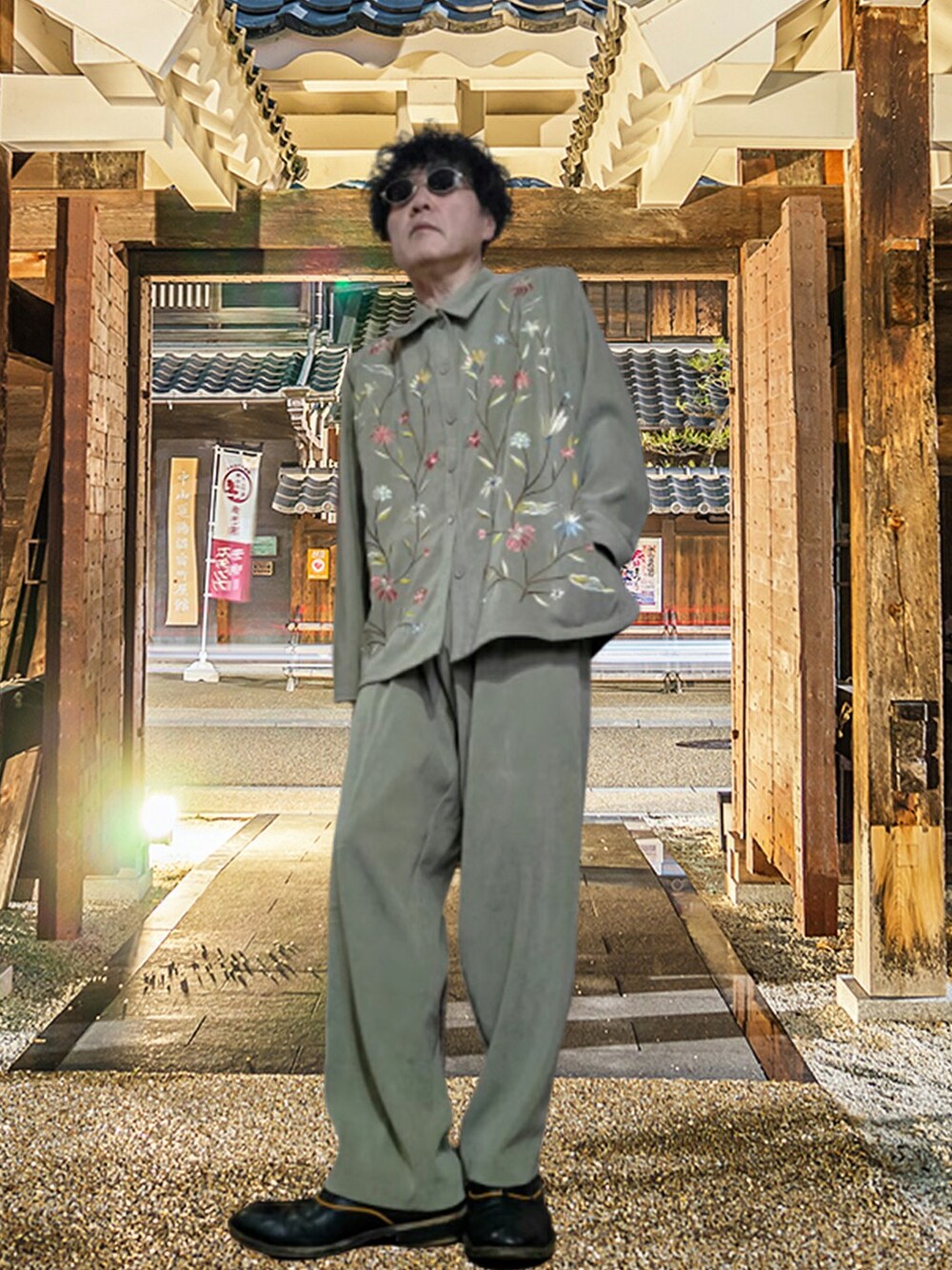 「古着、COMME des GARCONS、香港、古着MIX、古着コーデ、COMME des GARCONS HOMME、相互フォロー」｜「VINTAGEのMade in 香港の古着セットアップ（シャツ/ブラウス、グリーン系）」を使った、msg1961さん（メンズ・170cm）の夏コーディネートの1枚目の写真