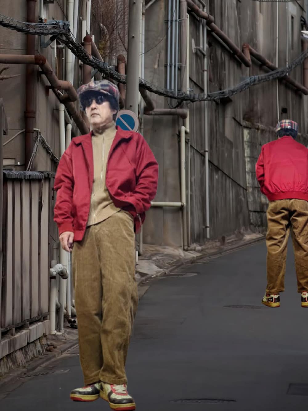 「プチプラ、プチプラコーデ、ユニクロ、GU、ハンチング、Bape、ドリズラージャケット、ドライバーズニット、ブラウン、相互フォロー」｜「UNIQLOのアイテム（ブルゾン、レッド系）」を使った、msg1961さん（メンズ・170cm）の冬コーディネートの1枚目の写真