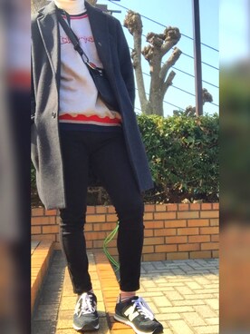 「niko and...（ニコアンド）のアイテム（チェスターコート）」を使った、Miuraさん（メンズ・170cm）の冬コーディネート