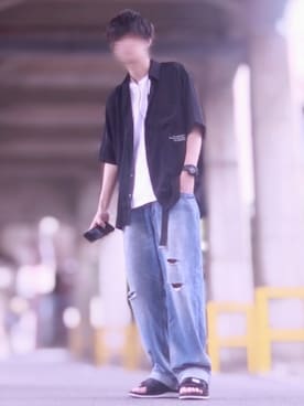 「アイテム（福袋/福箱、ブラック系）」を使った、TJさん（メンズ・177cm）の夏コーディネート