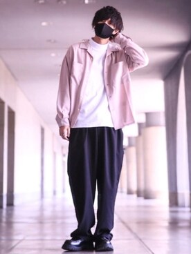 「バックプリント」｜「アイテム（福袋/福箱）」を使った、TJさん（メンズ・177cm）の冬コーディネート