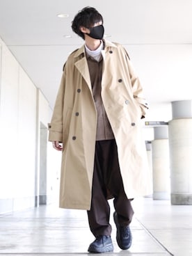 「epnok（エプノック）のアイテム（トレンチコート）」を使った、TJさん（メンズ・177cm）の春コーディネート