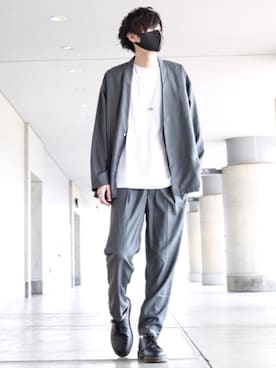 「レースアップシューズ」｜「アイテム（ノーカラージャケット）」を使った、TJさん（メンズ・177cm）の春コーディネート