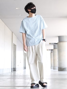 「MinoriTY（マイノリティ）の2タックテーパードワイドパンツ【MinoriTY × WEARISTA Mr.SZK（ミスタースズキ）コラボ】（スラックス）」を使った、TJさん（メンズ・177cm）の春コーディネート