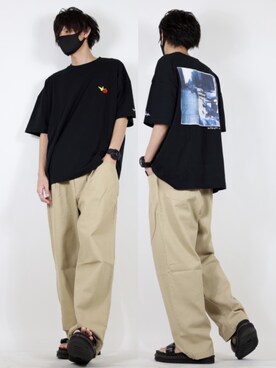 「バックプリント」｜「アイテム（福袋/福箱）」を使った、TJさん（メンズ・177cm）の春コーディネート