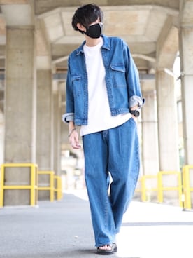 「EDWIN（エドウィン）のアイテム（セットアップ）」を使った、TJさん（メンズ・177cm）の夏コーディネート