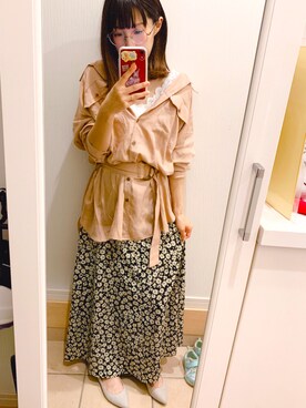 Mika ☆さんの「ハナクルミボタンＡラインスカート　828989」を使ったコーディネート