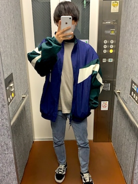 「NIKE（ナイキ）のアイテム（ナイロンジャケット）」を使った、かずやですさん（メンズ・165cm・20代）の冬コーディネート
