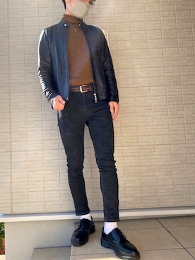 「Lui's（ルイス）のアイテム（ライダースジャケット）」を使った、kgさん（メンズ・168cm）の秋コーディネート