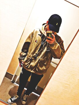 「Ralph Lauren」｜「アイテム（ミリタリージャケット）」を使った、Machaさん（メンズ・170cm）の冬コーディネート
