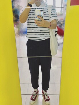 「PULL&BEAR（プルアンドベア）のアイテム（チノパンツ）」を使った、 あおさん（レディース・163cm）の春コーディネート