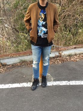 「エアジョーダン」｜「アイテム（ブルゾン）」を使った、KiNさん（メンズ・175cm）の春コーディネート