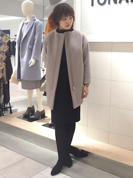 「ニットセットアップ」｜「アイテム（その他アウター）」を使った、NATSUKOさん（レディース・167cm）の冬コーディネート