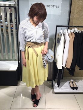 「サッシュベルト」｜「アイテム（財布/小物）」を使った、NATSUKOさん（レディース・167cm）の春コーディネート