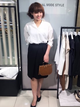 「スキッパーシャツ」｜「アイテム（アクセサリー）」を使った、NATSUKOさん（レディース・167cm）の春コーディネート