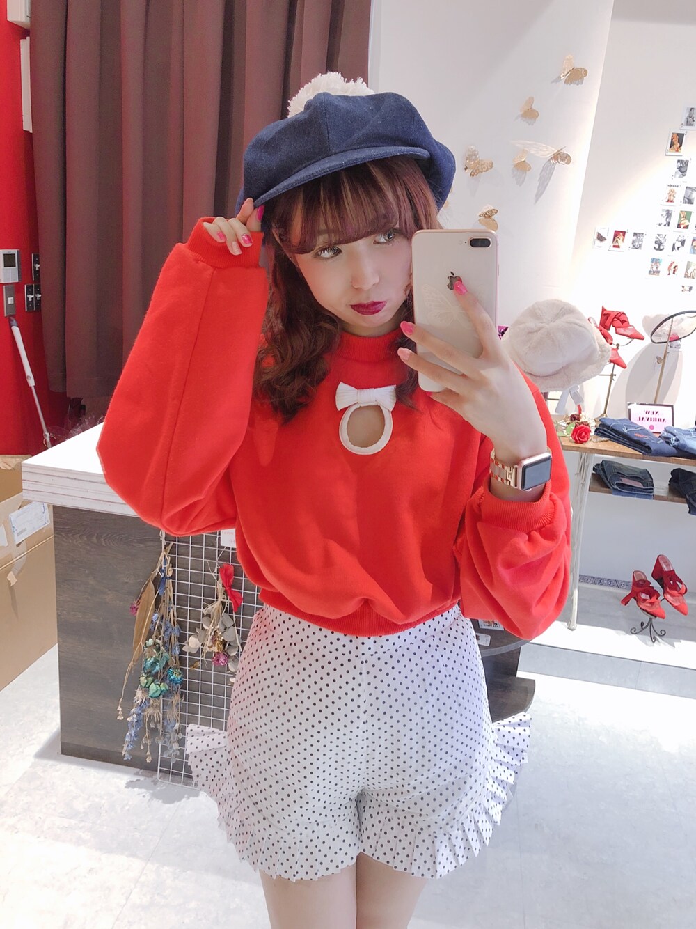 「Last Virgin、#ootd」｜「Last Virginのアイテム（キャスケット、ブルー系）」を使った、fuukaさん（レディース・157cm）の秋コーディネートの1枚目の写真