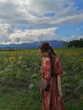 「ひまわり畑」｜「アイテム（その他）」を使った、ayamoreさん（レディース・160cm）の夏コーディネート