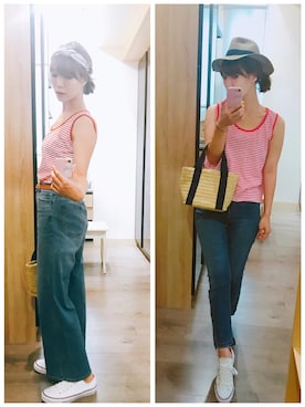 「PAZZO」｜「アイテム（帽子）」を使った、Rena Keさん（レディース・168cm）の夏コーディネート
