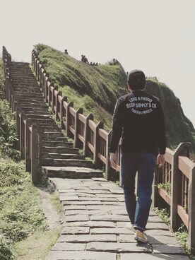 「HYPE（ハイプ）のアイテム（帽子）」を使った、Yu Shuo Changさん（メンズ・180cm）の春コーディネート