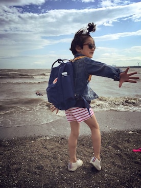 「アイテム（バックパック/リュック、ブルー系）」を使った、chicaさん（キッズ・135cm）の冬コーディネート