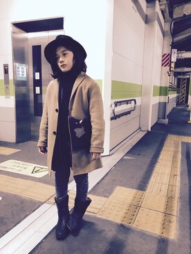 「WILD THINGS（ワイルドシングス）のアイテム（バッグ）」を使った、chicaさん（キッズ・135cm）の冬コーディネート
