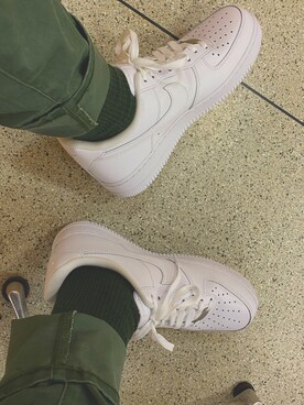 「アイテム（ソックス/靴下、グリーン系）」を使った、平野さん（メンズ・167cm）の冬コーディネート