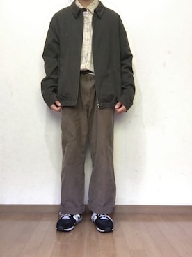「グレージュ」｜「アイテム（ブルゾン）」を使った、yu1104さん（メンズ・170cm）の春コーディネート