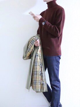 「ダニエルウェリントン」｜「アイテム（ステンカラーコート）」を使った、ys.さん（メンズ・173cm）の冬コーディネート