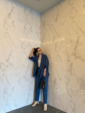 「ブルーコーデ」｜「アイテム（セットアップ）」を使った、sayakaさん（レディース・166cm）の冬コーディネート