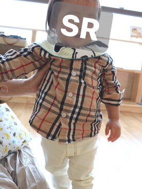 「アイテム（スタイ/よだれかけ、グリーン系）」を使った、SRさん（キッズ・80cm）の春コーディネート