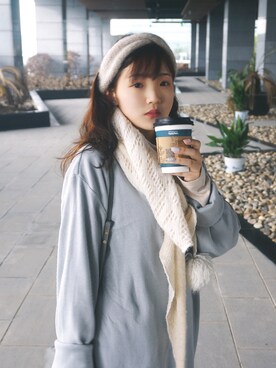 「joyousのアイテム（トップス、ベージュ系）」を使った、--pansyさん（レディース・155cm）の冬コーディネート