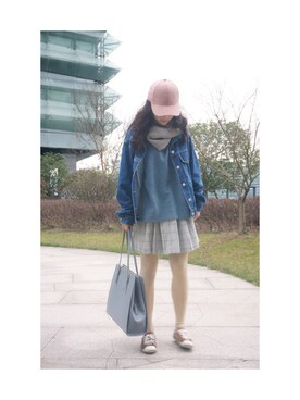 「H&M（エイチ・アンド・エム）のアイテム（キャップ、ピンク系）」を使った、--pansyさん（レディース・155cm）の冬コーディネート