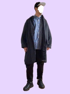 「PUMA」｜「アイテム（ステンカラーコート）」を使った、TEEさん（メンズ・182cm）の春コーディネート