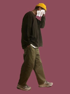 「アイテム（帽子）」を使った、TEEさん（メンズ・182cm）の秋コーディネート
