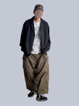 「993」｜「アイテム（帽子）」を使った、TEEさん（メンズ・182cm）の夏コーディネート