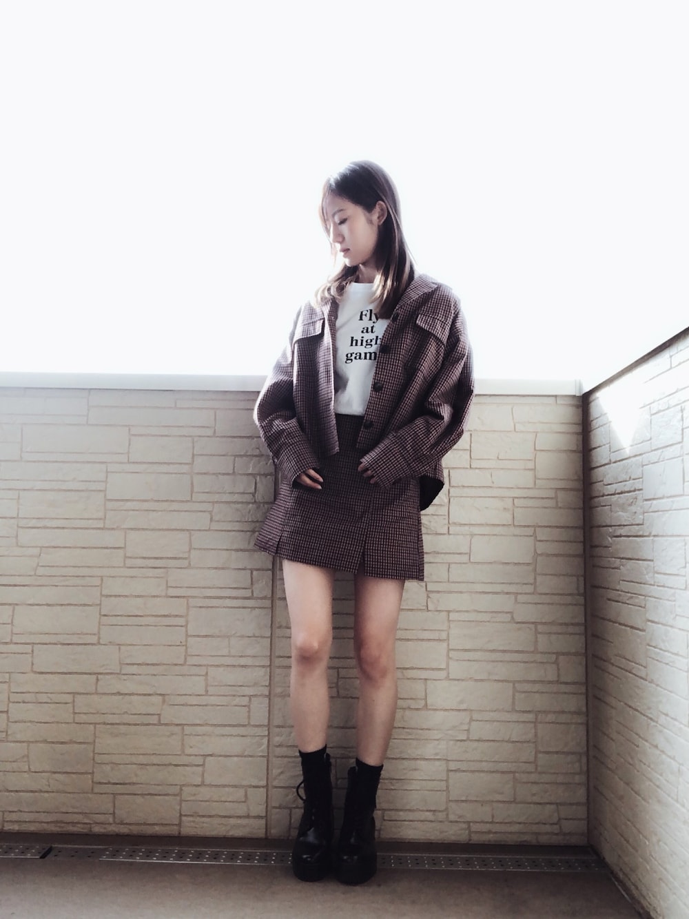 「セットアップ、archives、ootd、fashion、murua、MURUA(MURUA)、厚底ブーツ、秋服、秋服コーデ」｜「archivesの【SETUPにも】チェックCPOジャケット（その他アウター、レッド系）」を使った、miyouさん（レディース・164cm）の秋コーディネートの1枚目の写真