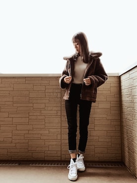 「archives（アルシーヴ）のアイテム（その他アウター）」を使った、miyouさん（レディース・164cm）の冬コーディネート
