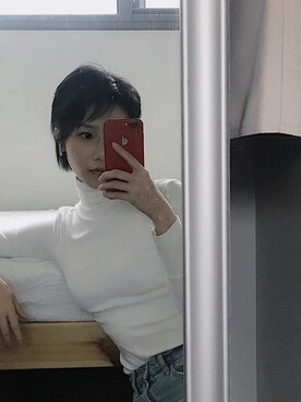 「MOUSSY（マウジー）のアイテム（デニムパンツ、ブルー系）」を使った、gia20さん（レディース・170cm）の秋コーディネート