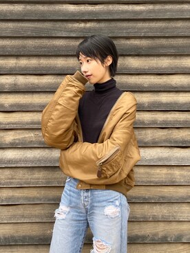 「MOUSSY（マウジー）のアイテム（ライダースジャケット）」を使った、gia20さん（レディース・170cm）の秋コーディネート