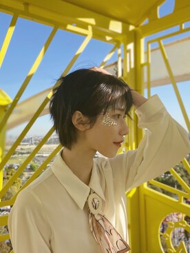 「GLORIA COELHOのアイテム（シャツ/ブラウス、ベージュ系）」を使った、gia20さん（レディース・170cm）の秋コーディネート