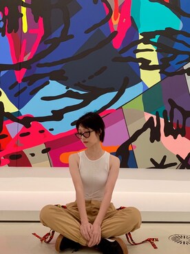 「アイテム（チノパンツ、オレンジ系）」を使った、gia20さん（レディース・170cm）の秋コーディネート