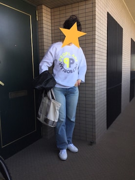 「BLUE BLUE（ブルーブルー）のアイテム（パンツ）」を使った、akiフォーさん（レディース・163cm）の春コーディネート