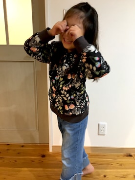 「la poche biscuit（ラポシェビスキュイ）のアイテム（ジャケット/アウター）」を使った、あいまな1210さん（キッズ・130cm）の秋コーディネート