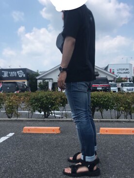 「Champion（チャンピオン）のアイテム（シャツ/ブラウス）」を使った、やまとさん（メンズ・165cm）の夏コーディネート