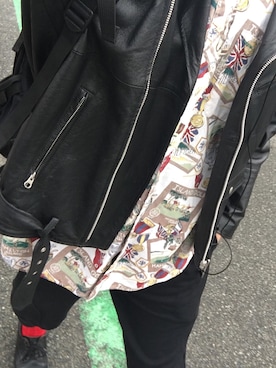 「マーチン」｜「アイテム（ライダースジャケット）」を使った、せーやさん（メンズ・189cm）の秋コーディネート