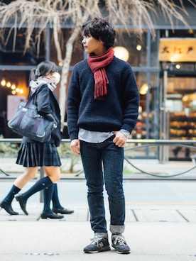 「A.P.C.（アーペーセー）のA.P.C. Petit New Standard Brut（デニムパンツ）」を使った、堀口英剛@monographさん（メンズ・168cm）の冬コーディネート