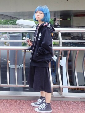 「A BATHING APE（アベイシングエイプ）のアイテム（ジャケット/アウター）」を使った、电子牙さん（レディース・163cm）の春コーディネート