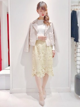 「MISCH MASCH（ミッシュマッシュ）のアイテム（ライダースジャケット）」を使った、MISCH MASCHさん（レディース・156cm）の冬コーディネート